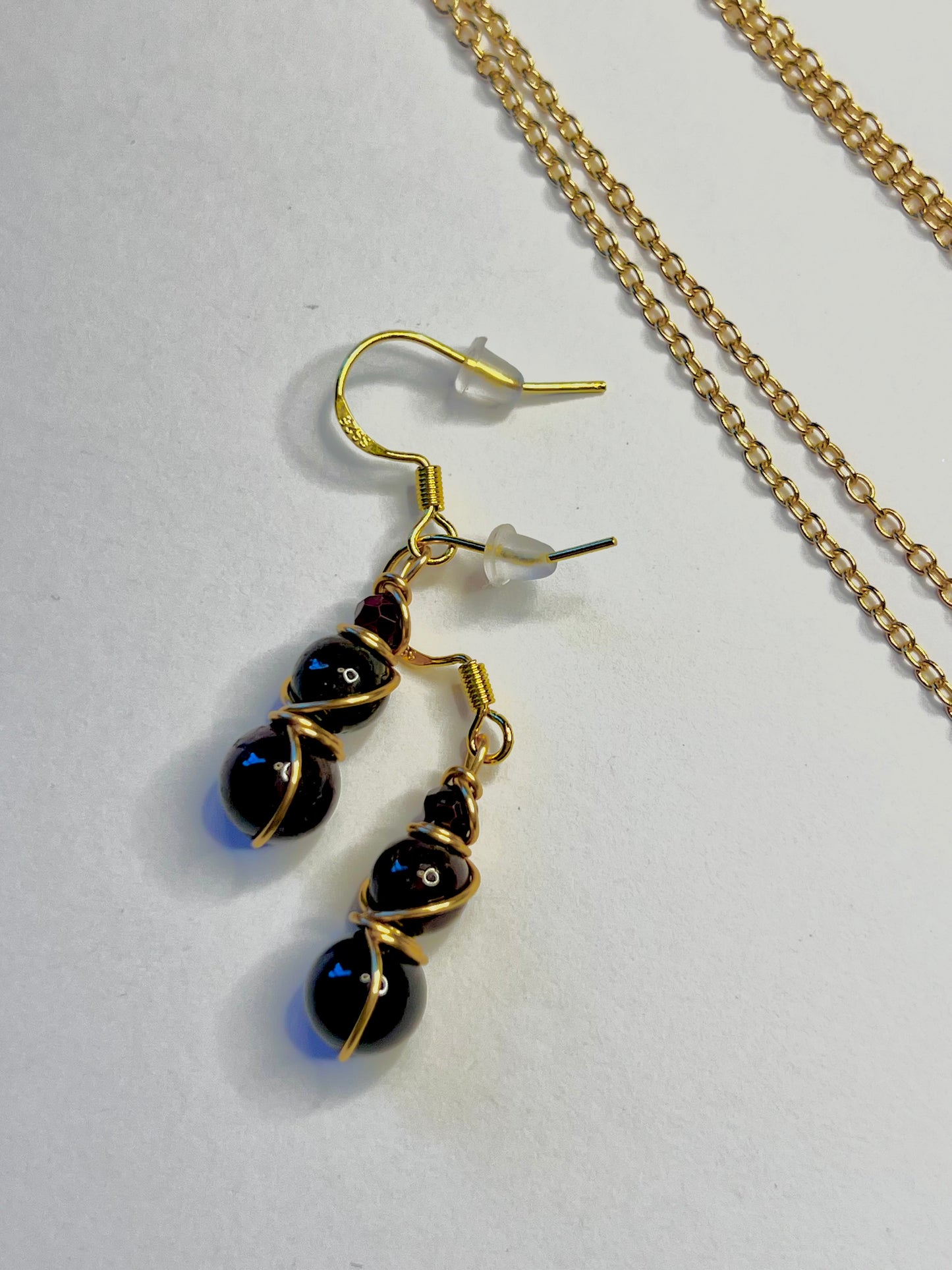 Garnet Radiance — Gold-Plated Garnet Set (Earrings, Necklace & Bracelet)