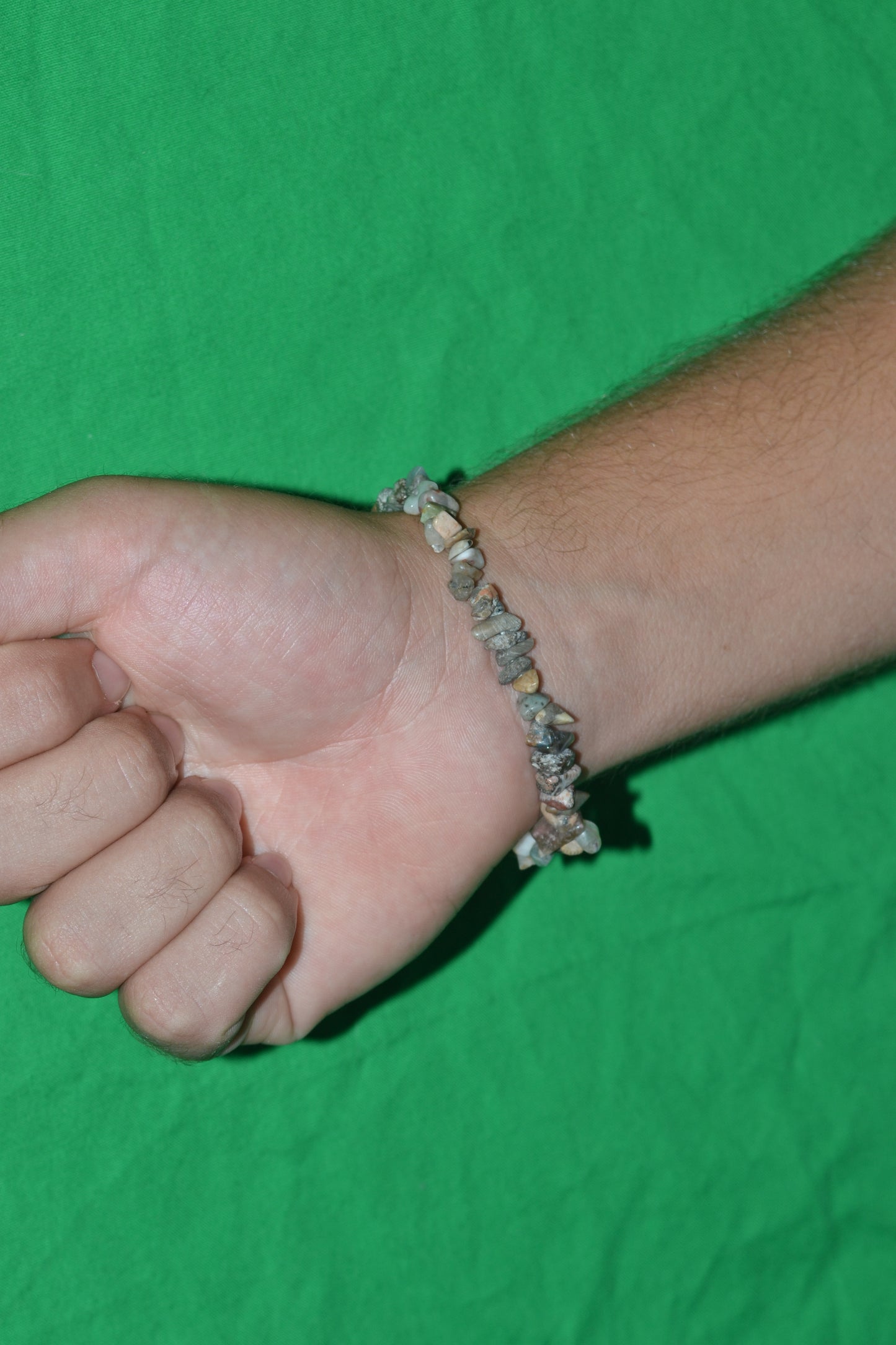 Subtle Rainbow Jasper Chip Bracelet – Grounding with Grey Jasper & Rainbow Center