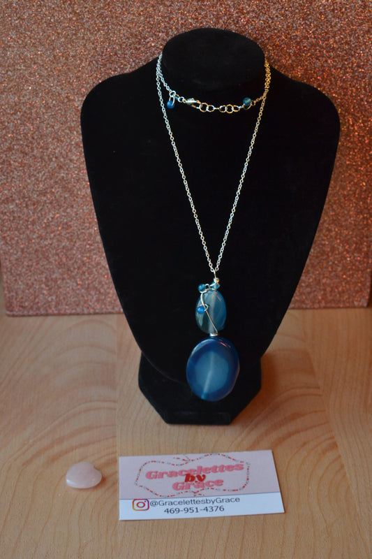 Blue Lace Agate Necklace (20”)