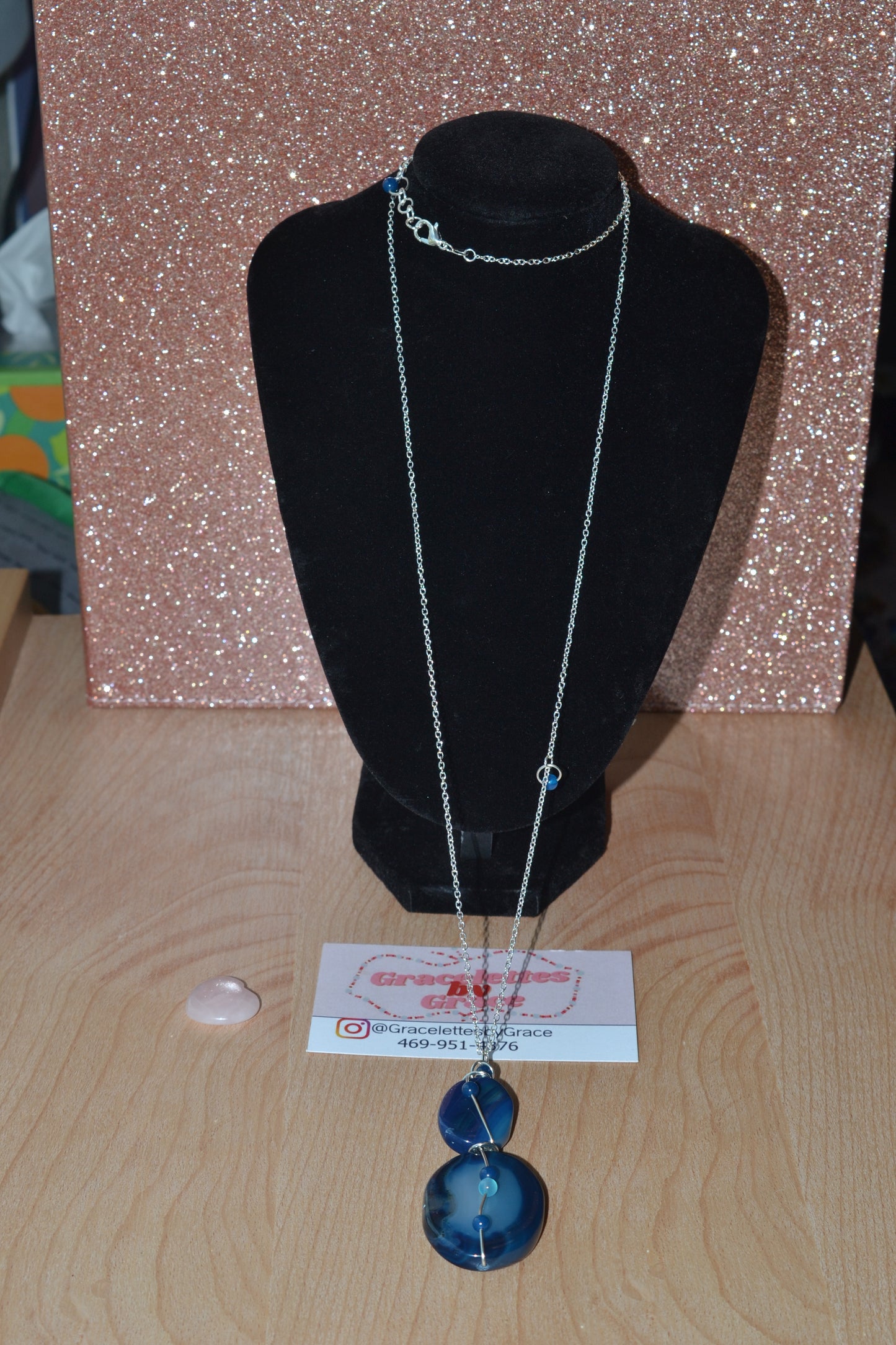 Blue Lace Agate Necklace (30”)