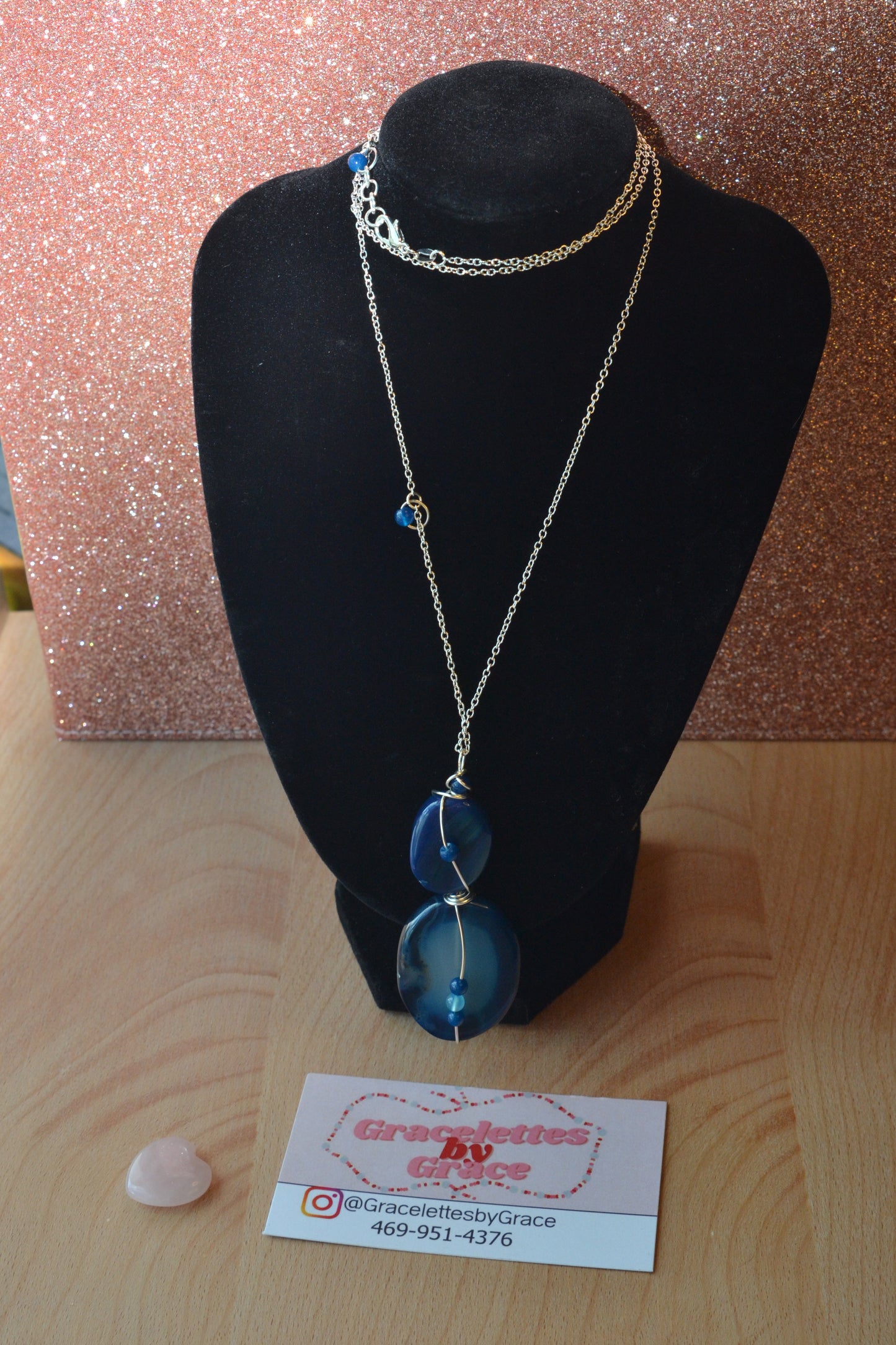 Blue Lace Agate Necklace (30”)