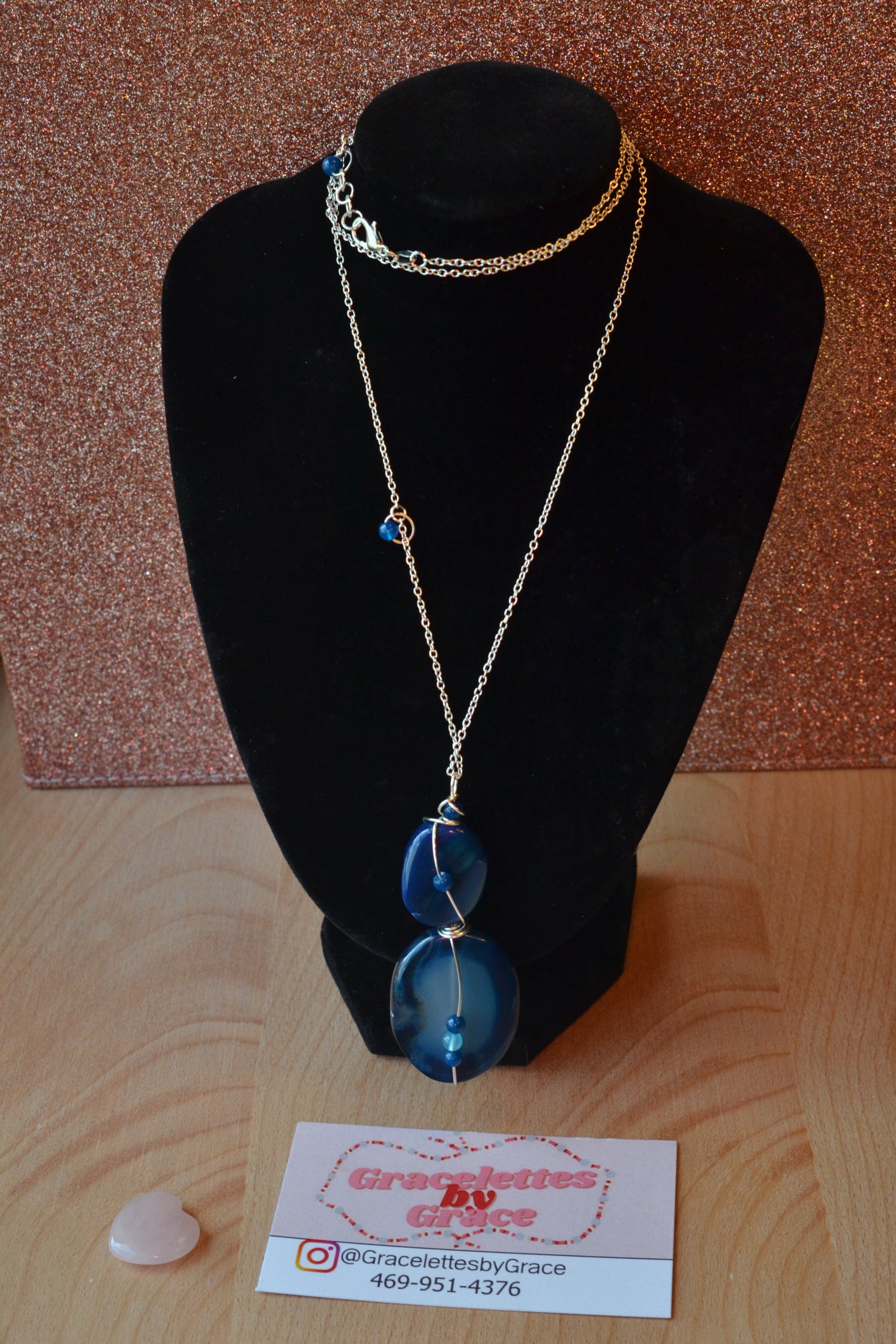 Blue Lace Agate Necklace (30”)