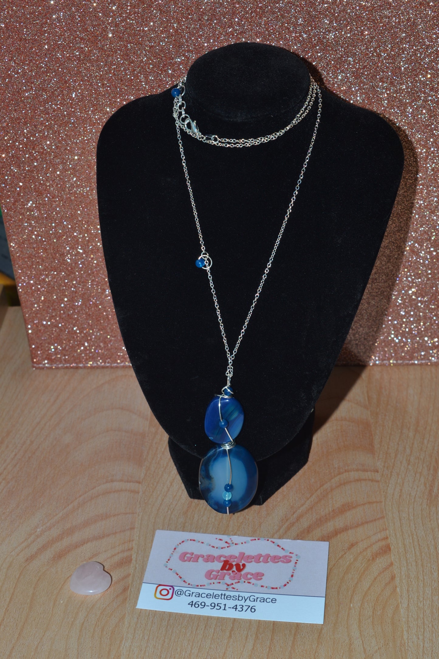 Blue Lace Agate Necklace (30”)