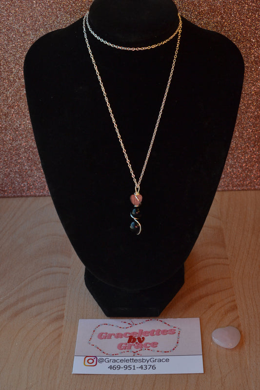 Black Onyx & Mother of Pearl Necklace – Protection, Power & Intuition