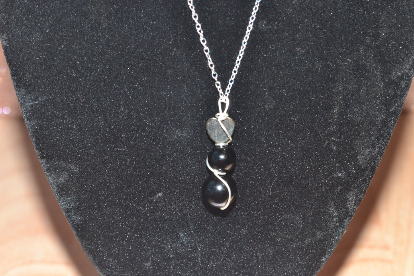 Black Onyx & Mother of Pearl Necklace – Protection, Power & Intuition