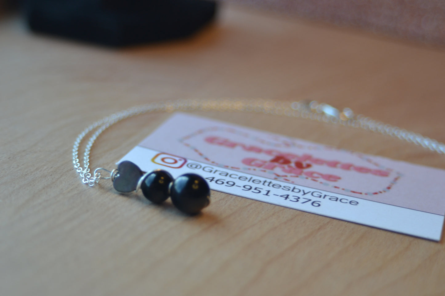 Black Onyx & Mother of Pearl Necklace – Protection, Power & Intuition