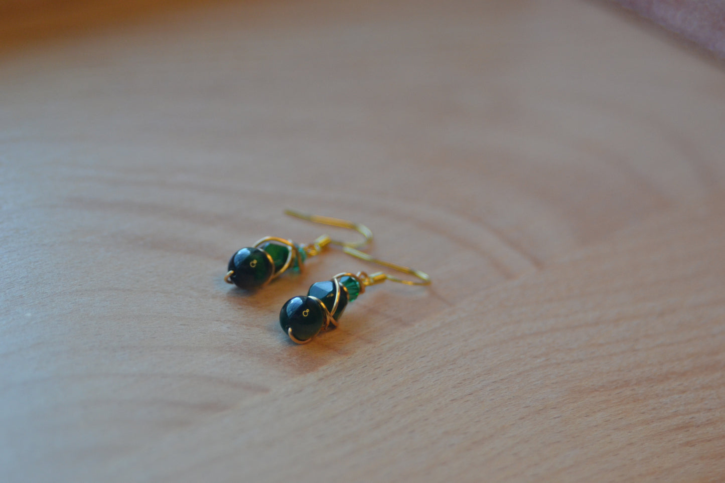 Green Tiger’s Eye & Gold Set – Power, Focus & Abundance (925 Necklace + Earrings)