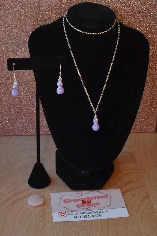 Lavender Quartz & Sterling Silver Set – Graceful Healing & Gentle Power (925 Necklace + Earrings)