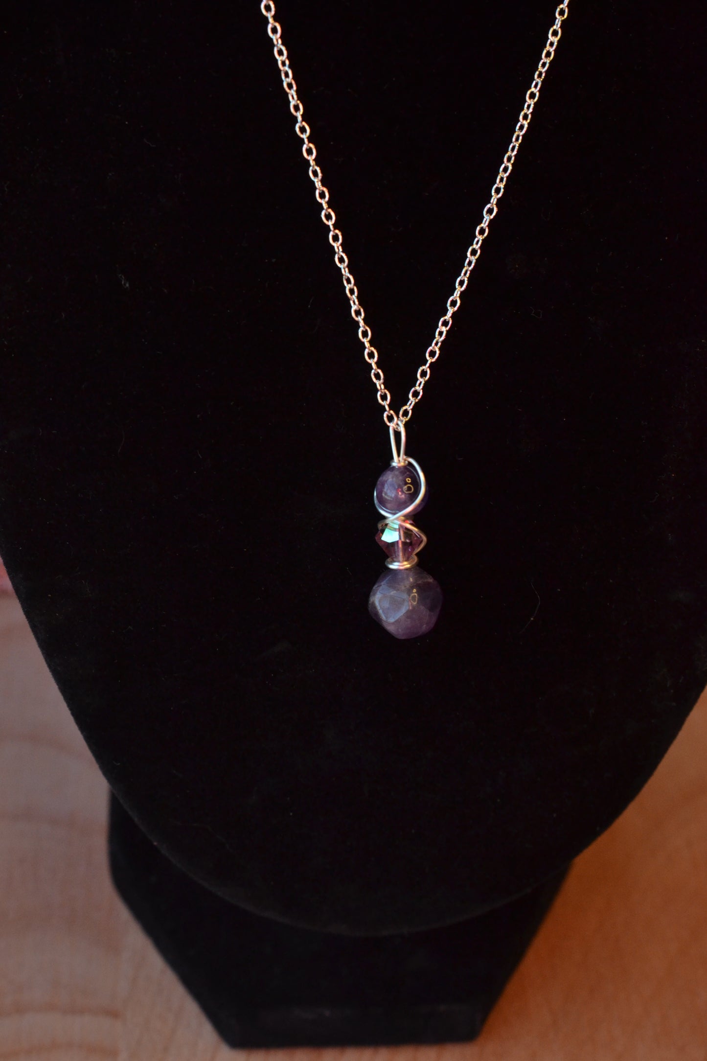 Amethyst & Crystal Sterling Silver Set – Intuition & Elegance (925 Necklace + Earrings)