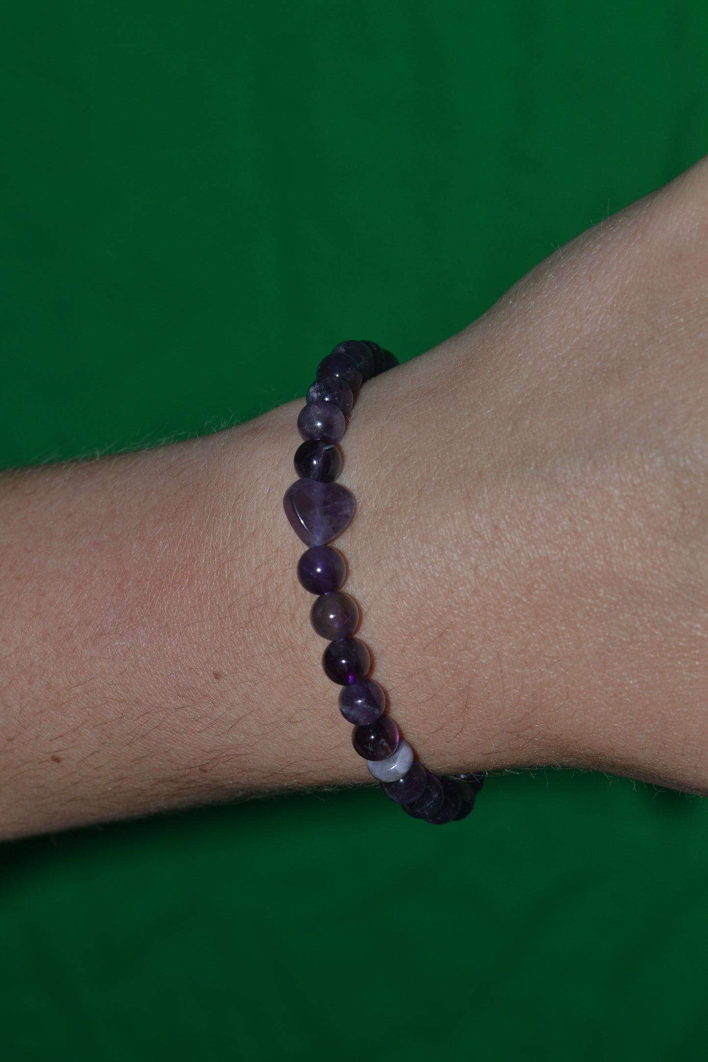 Amethyst Accent Bracelet – Rhythmic Rondelles & Heart of Love