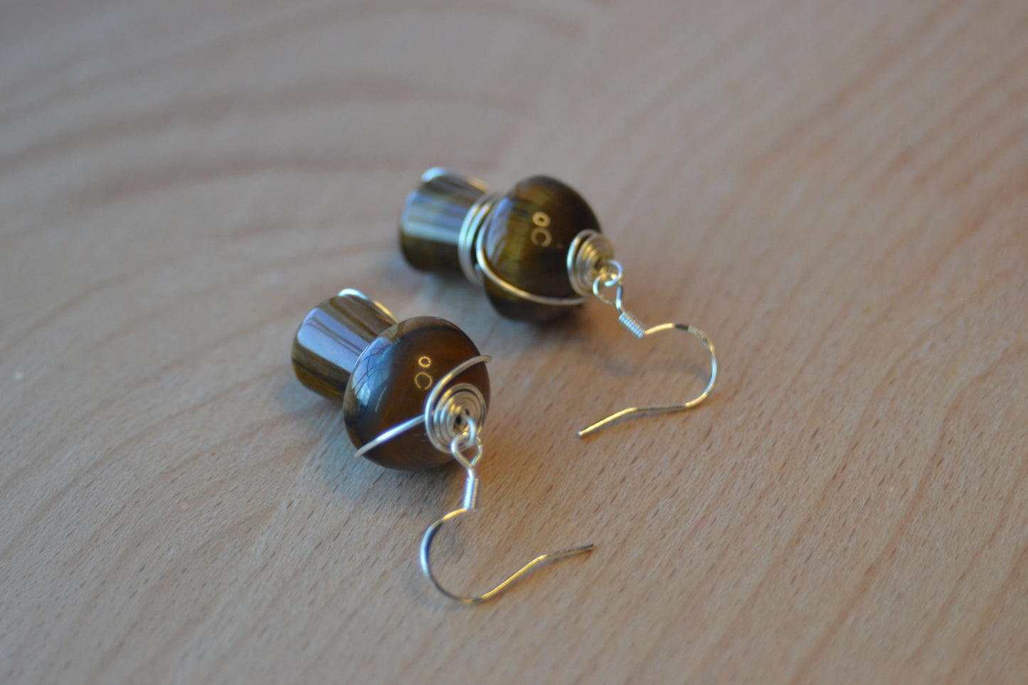 Tigers Eye Mushroom Earrings – Grounded Magic in Gold or Silver (1.5")