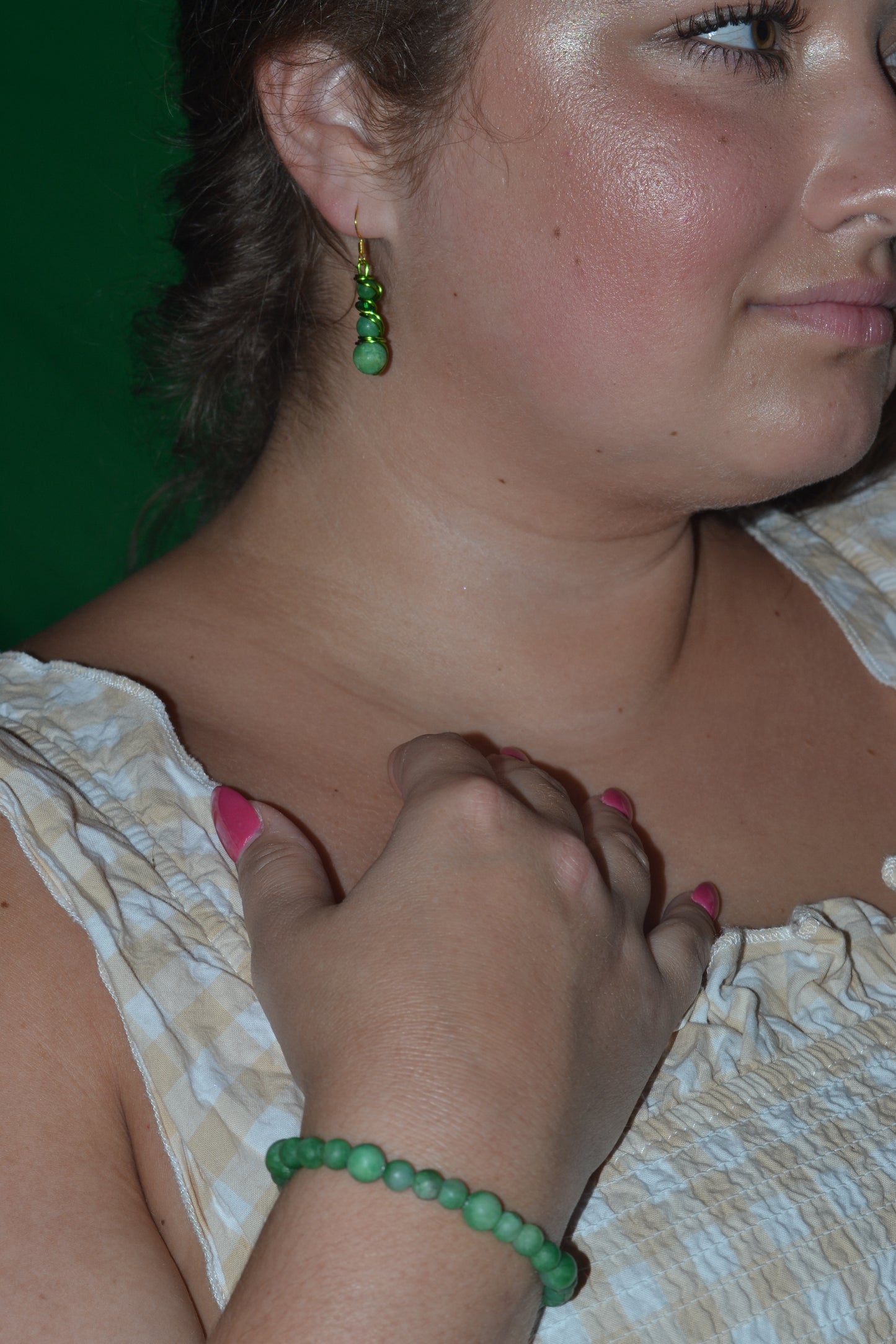 Unpolished Jade Bracelet & Earring Set – Raw Heart Energy & Earth Elegance