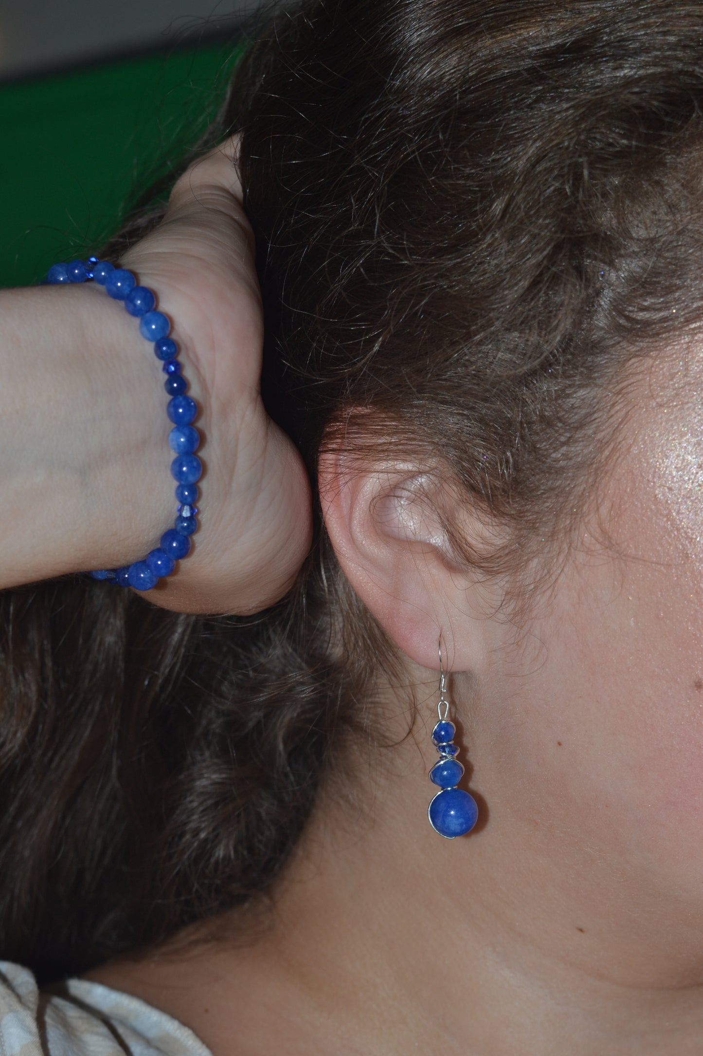 Druzy Blue Jasper Earring & Bracelet Set – Clarity, Calm & Sparkling Strength