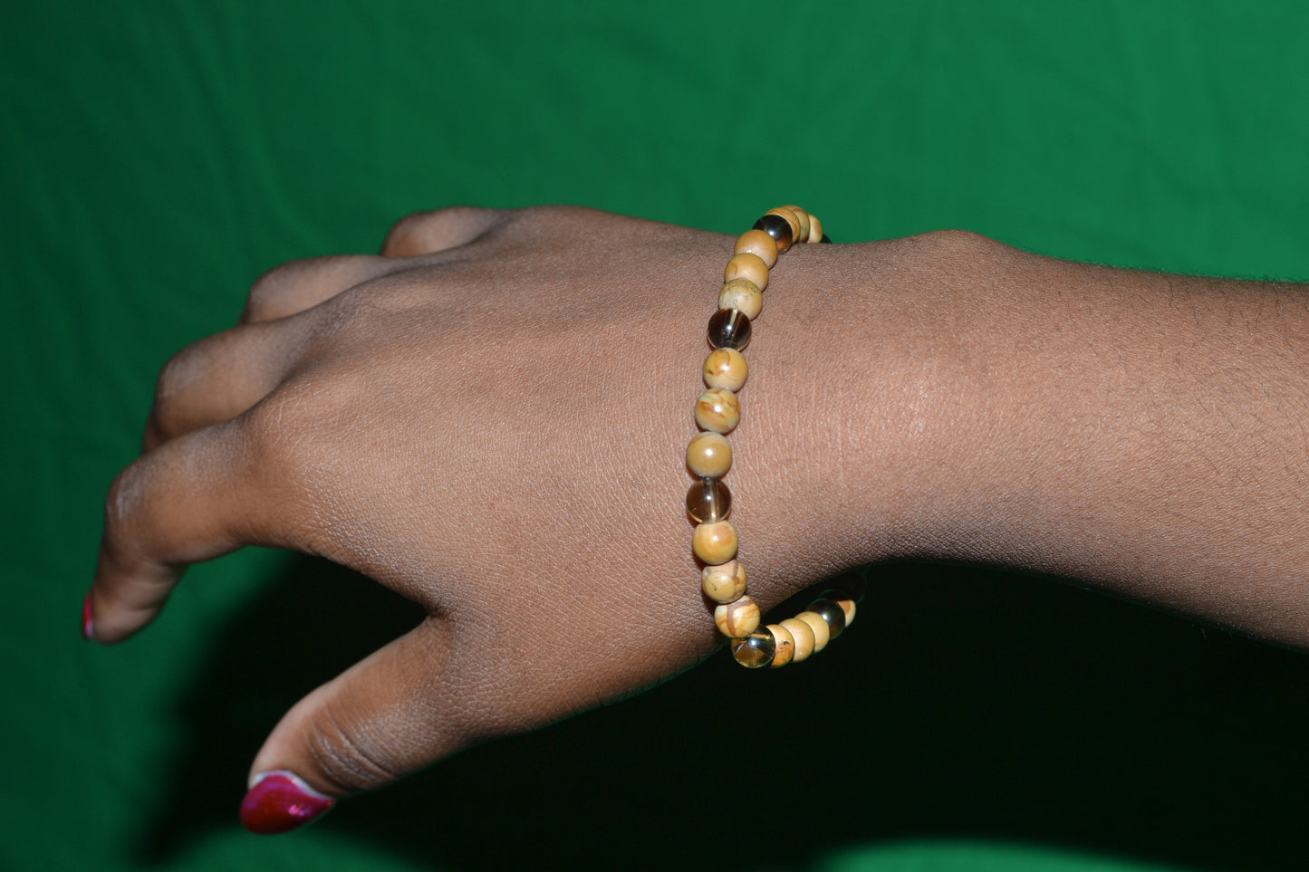 Wooden Jasper & Smoky Quartz Bracelet – Earthy Grounding & Protective Energy