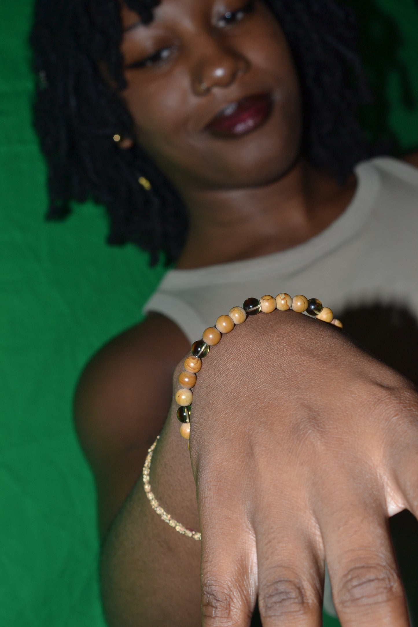 Wooden Jasper & Smoky Quartz Bracelet – Earthy Grounding & Protective Energy