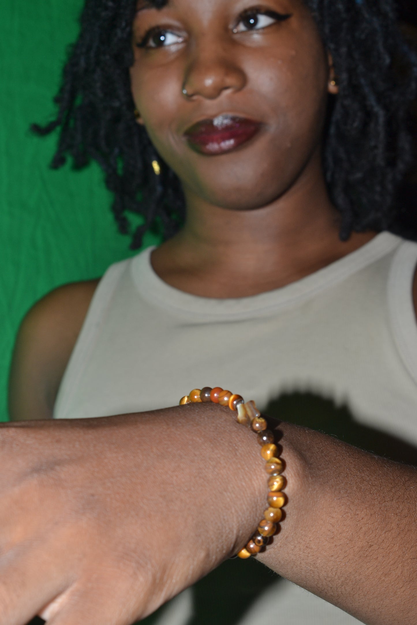 Tiger’s Eye & Mother of Pearl Star Bracelet – Courage, Balance & Celestial Grounding