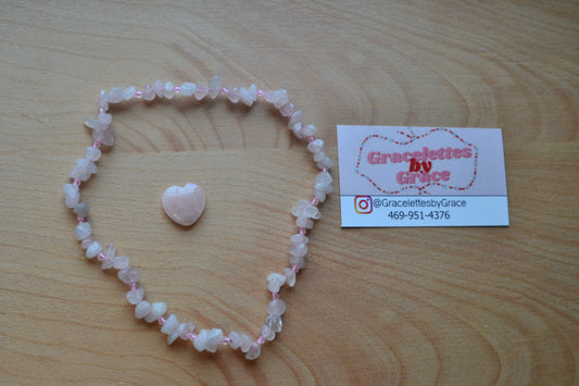 Rose Quartz Chip Bead Choker – Confidence & Heart Protection Necklace