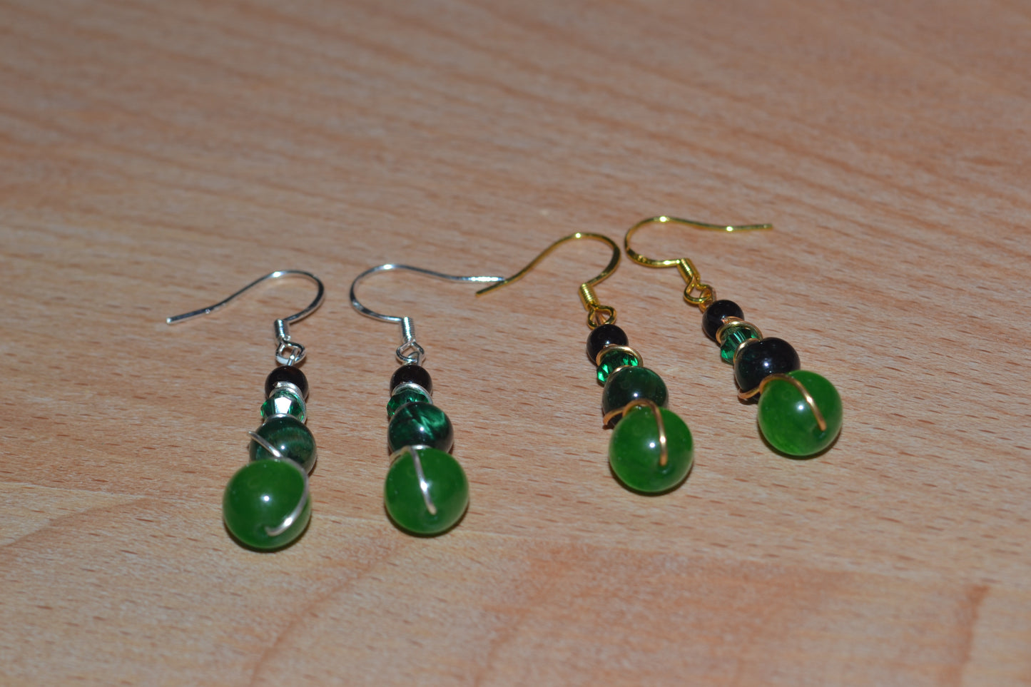 Voltage Green Dangle Earrings (Gold or Silver)