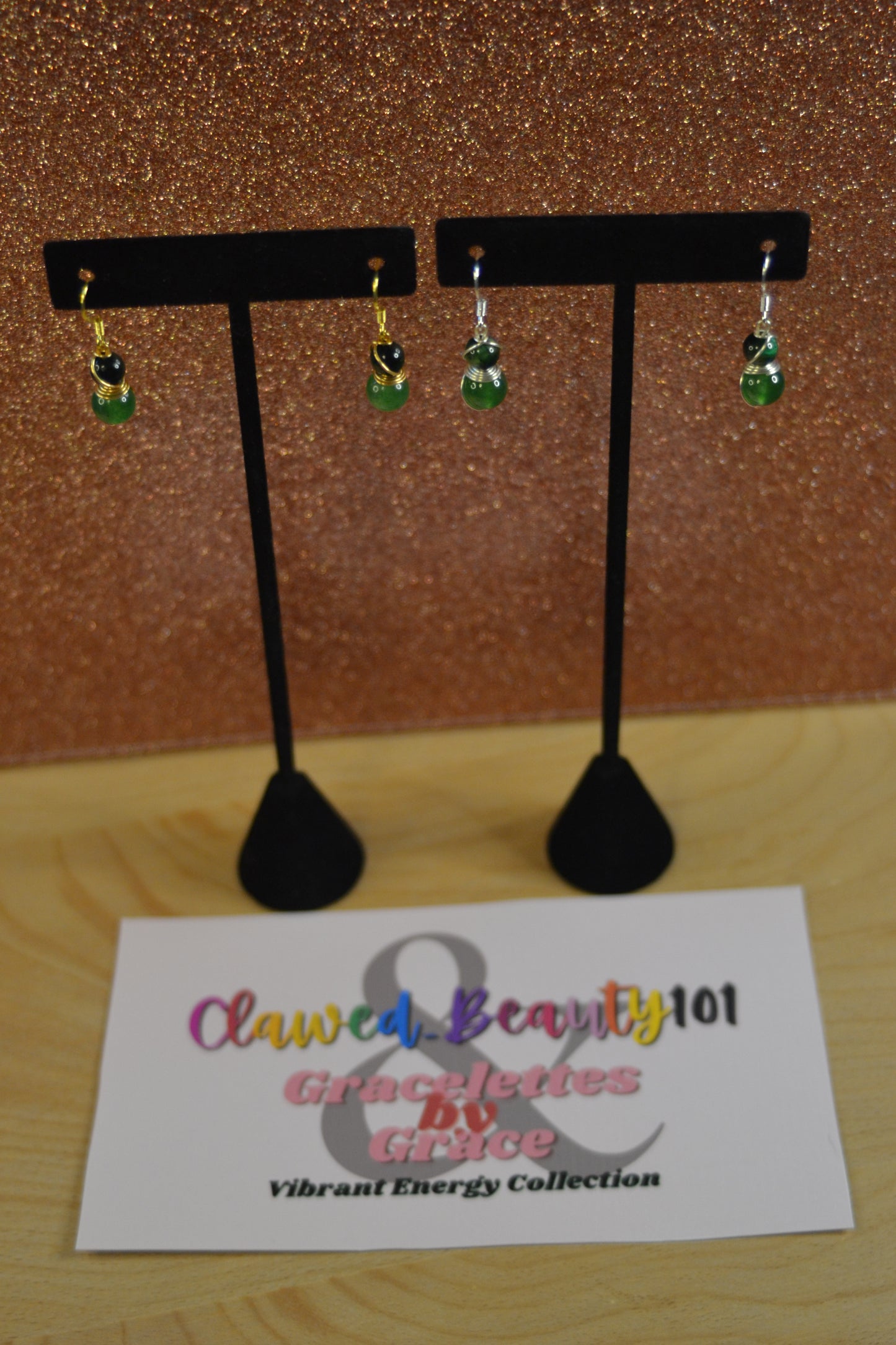 Voltage Green Dangle Earrings (Gold or Silver)