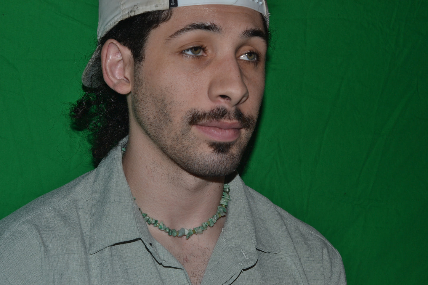 Spotted Green Jasper & Jade Choker β Masculine Grounding & Warrior Energy (16")