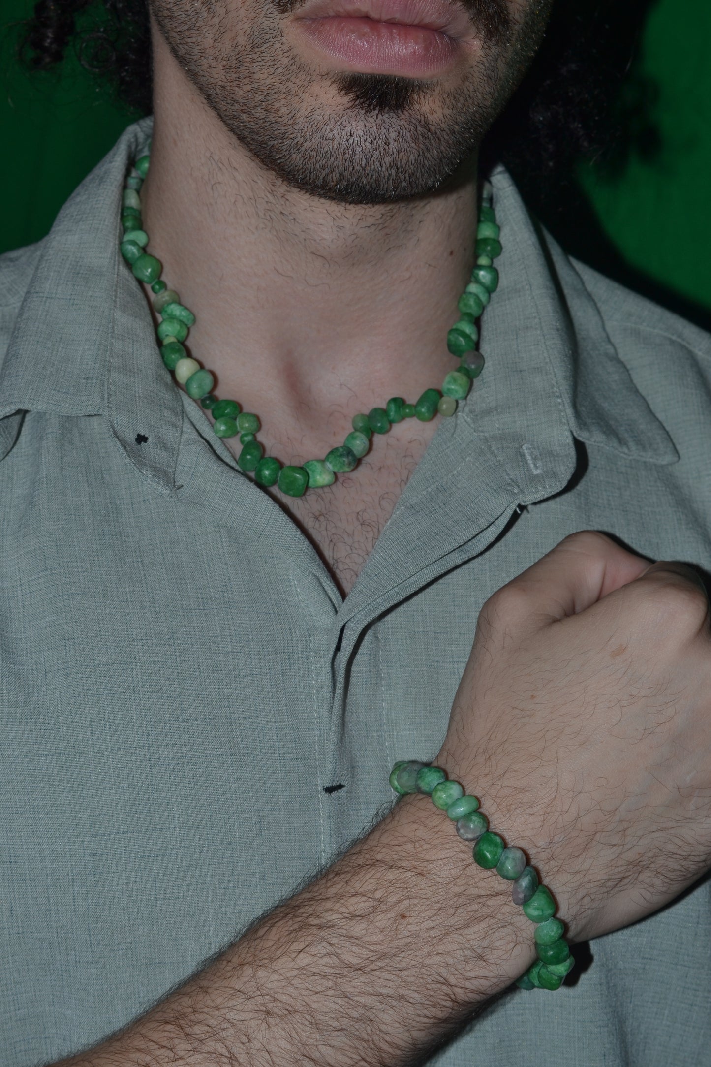 Raw Jade Choker & Bracelet Set – Wild Heart Energy & Earth Beauty (18")