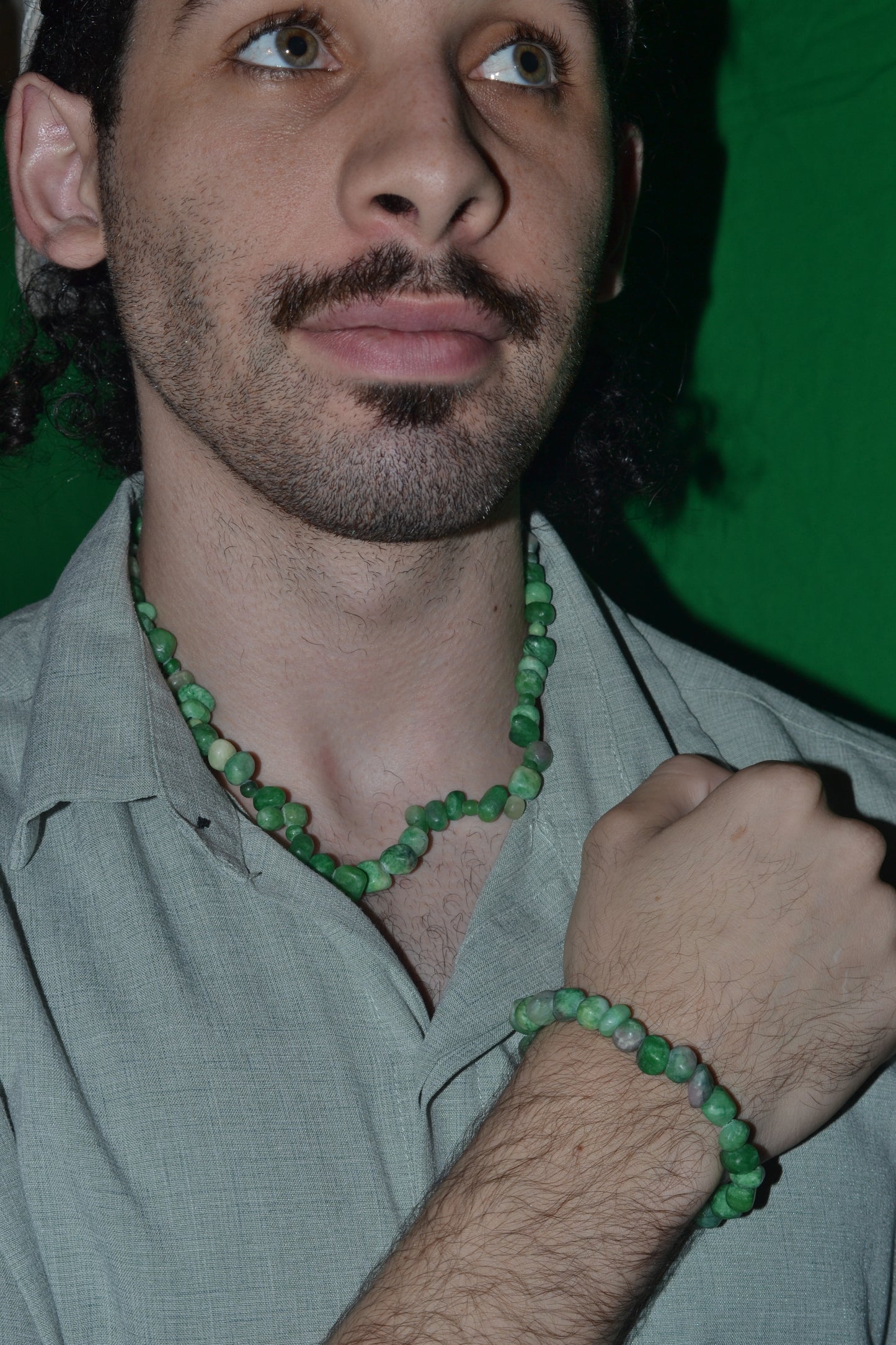 Raw Jade Choker & Bracelet Set – Wild Heart Energy & Earth Beauty (18")