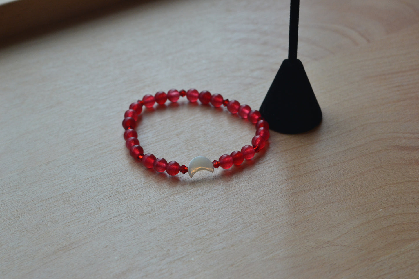 Cherry Quartz & Mother of Pearl Moon Jewelry Set β For Confidence & Radiant Power