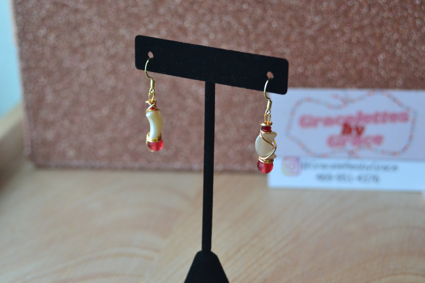 Cherry Quartz & Mother of Pearl Moon Jewelry Set β For Confidence & Radiant Power