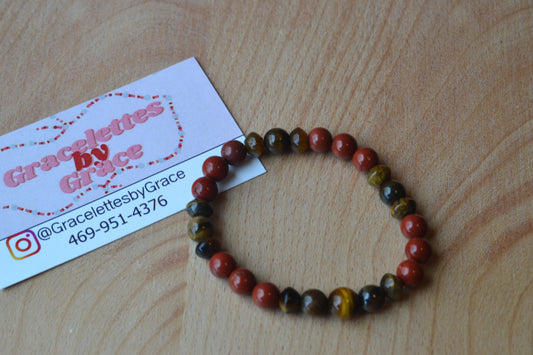 Red Jasper & Yellow Tiger’s Eye Bracelet – Grounded Masculine Energy & Courage