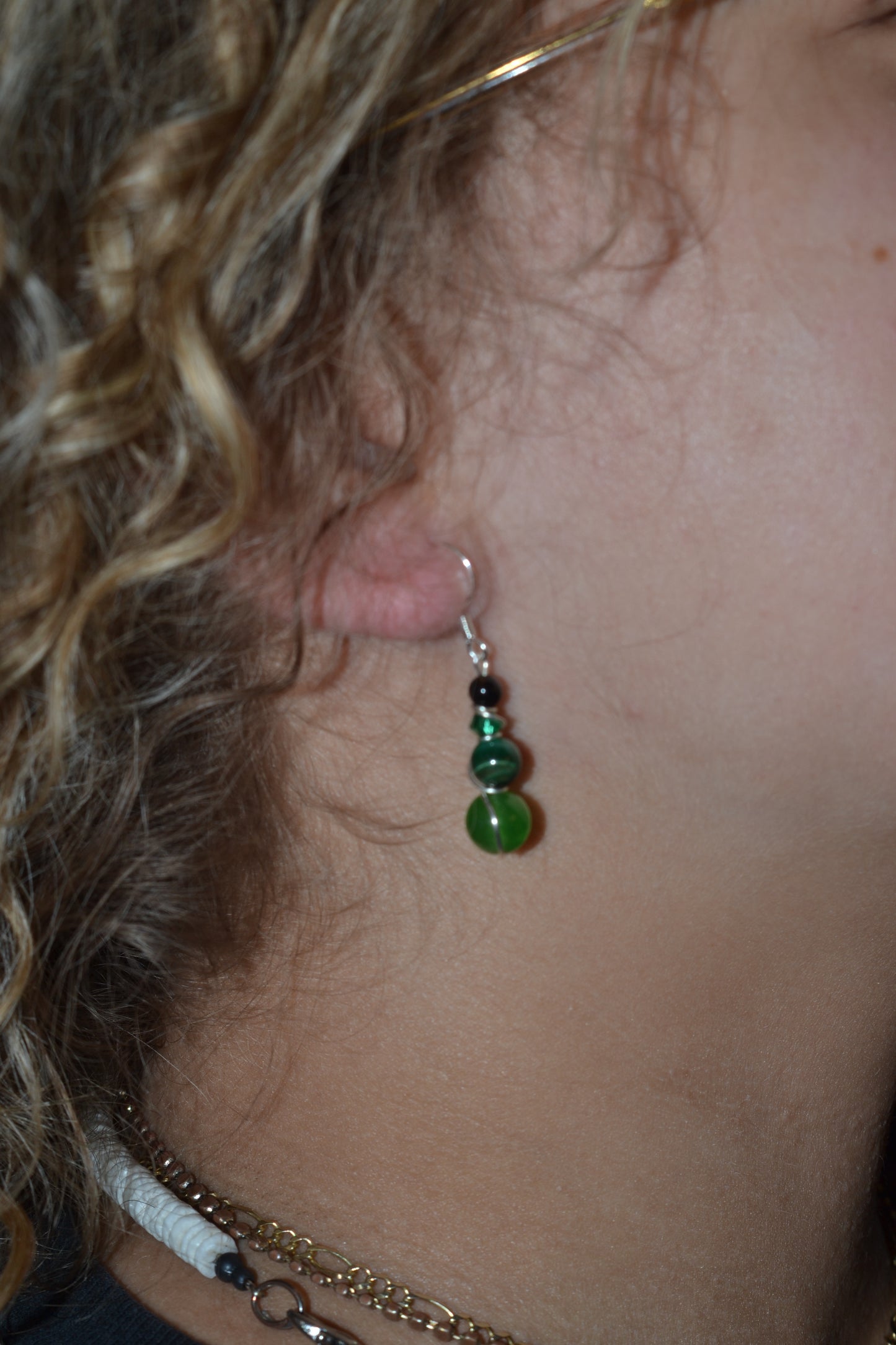 Voltage Green Dangle Earrings (Gold or Silver)
