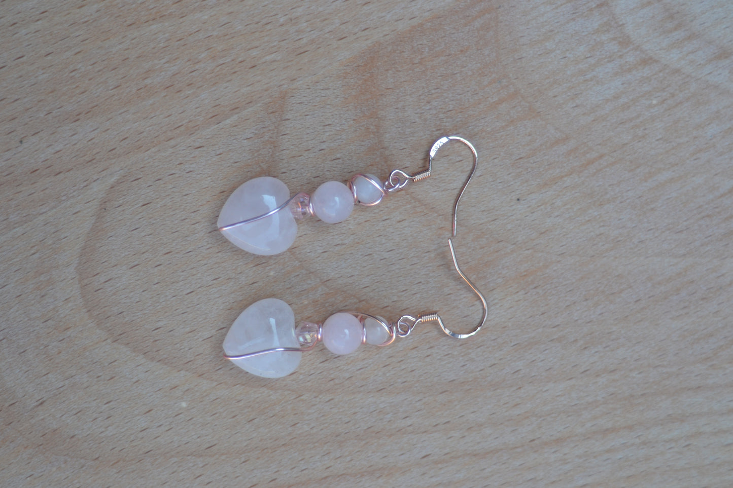 Rose Quartz Heart Earrings