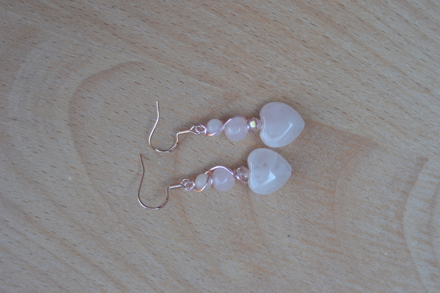 Rose Quartz Heart Earrings