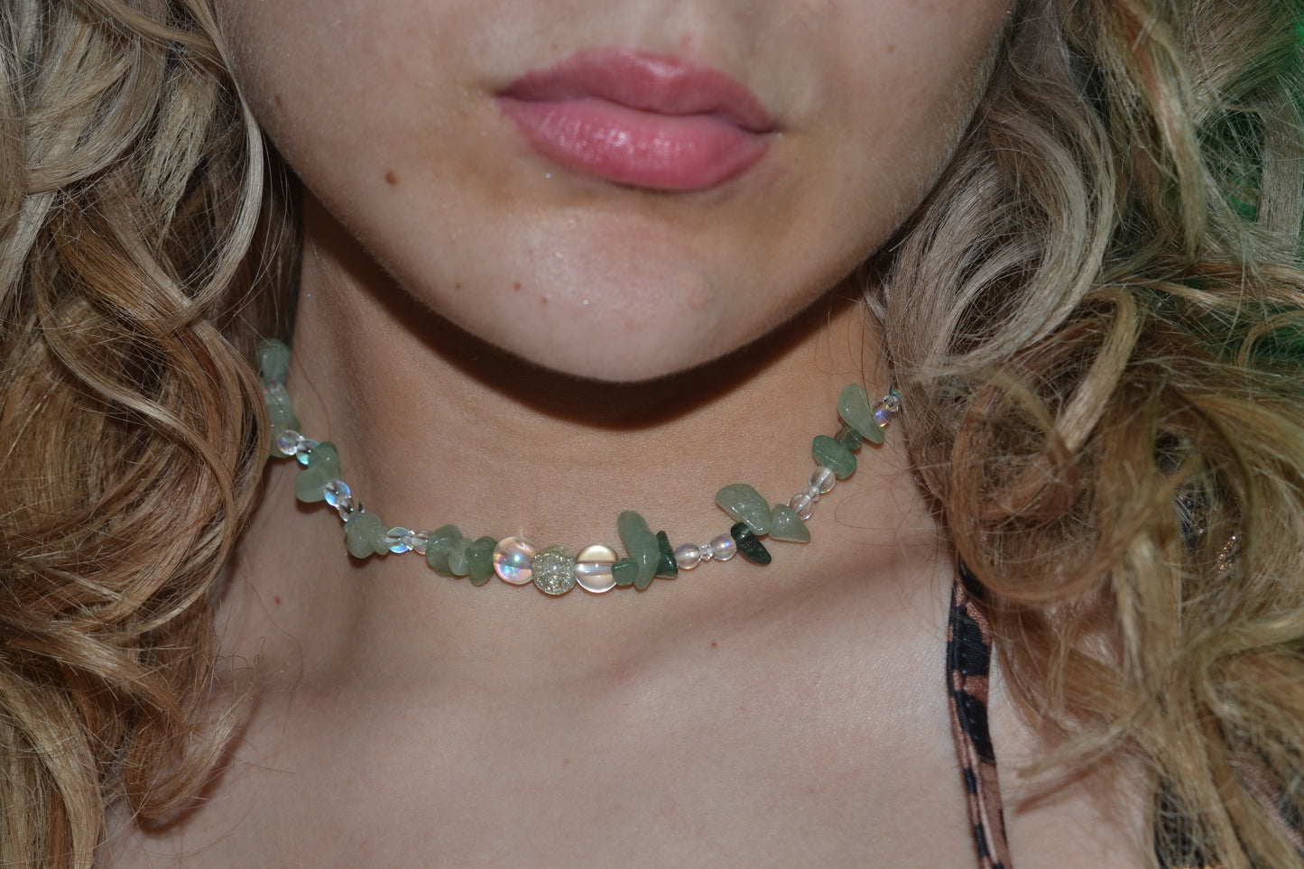 Aventurine, Aura Bead & Crystal Choker β Confidence, Light & Radiance (15")