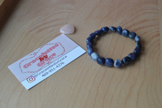 Raw Sodalite Rectangle Bead Bracelet – Intuition, Truth & Inner Balance