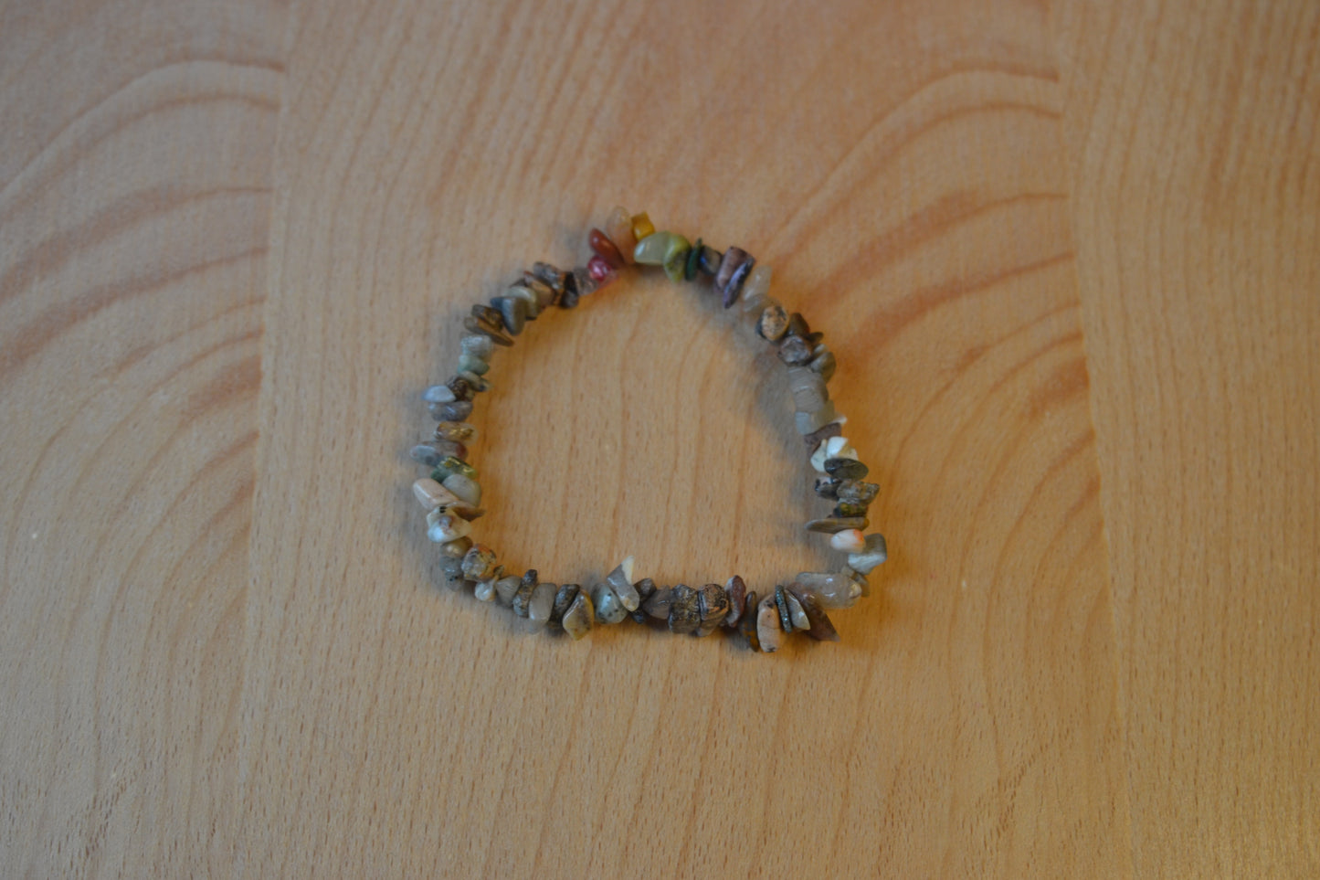 Subtle Rainbow Jasper Chip Bracelet – Grounding with Grey Jasper & Rainbow Center