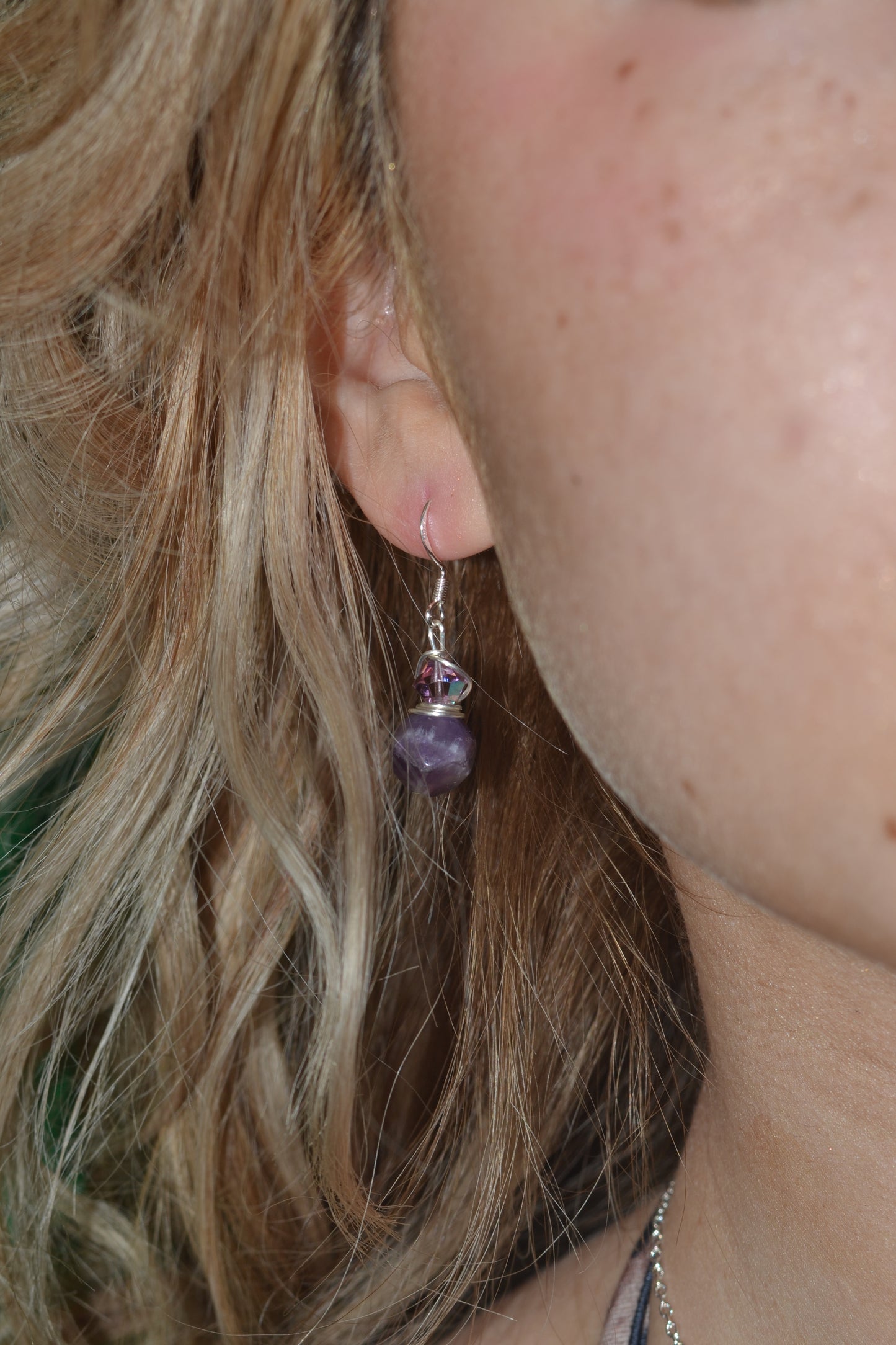 Amethyst & Crystal Sterling Silver Set – Intuition & Elegance (925 Necklace + Earrings)