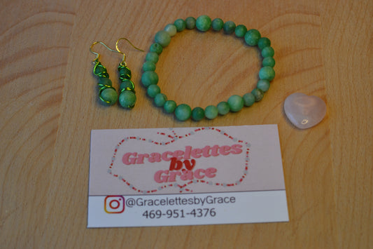 Unpolished Jade Bracelet & Earring Set – Raw Heart Energy & Earth Elegance