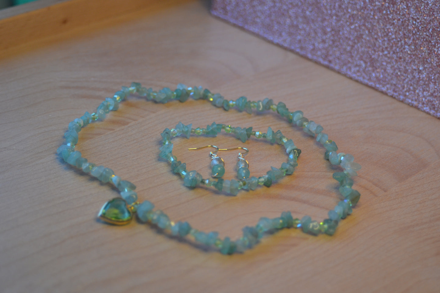 Fluorite & Aventurine Chip Set – Heart Clarity & Grounded Glow (3-Piece Jewelry Set)