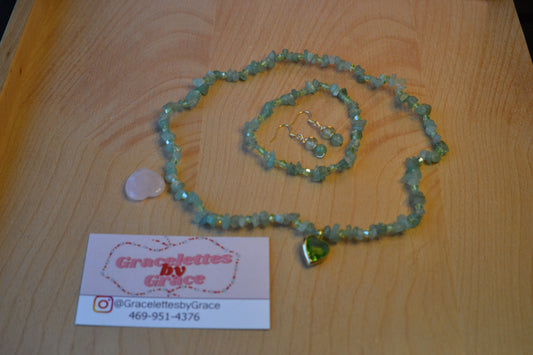 Fluorite & Aventurine Chip Set – Heart Clarity & Grounded Glow (3-Piece Jewelry Set)