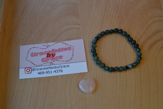 Moss Agate Bracelet with Faceted Green Tiger’s Eye – Grounding with a Touch of Shine