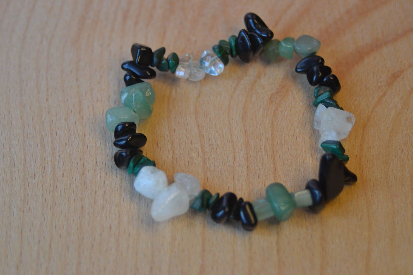 Masculine Energy Chip Bead Bracelet – Onyx, Quartz, Malachite & Aventurine