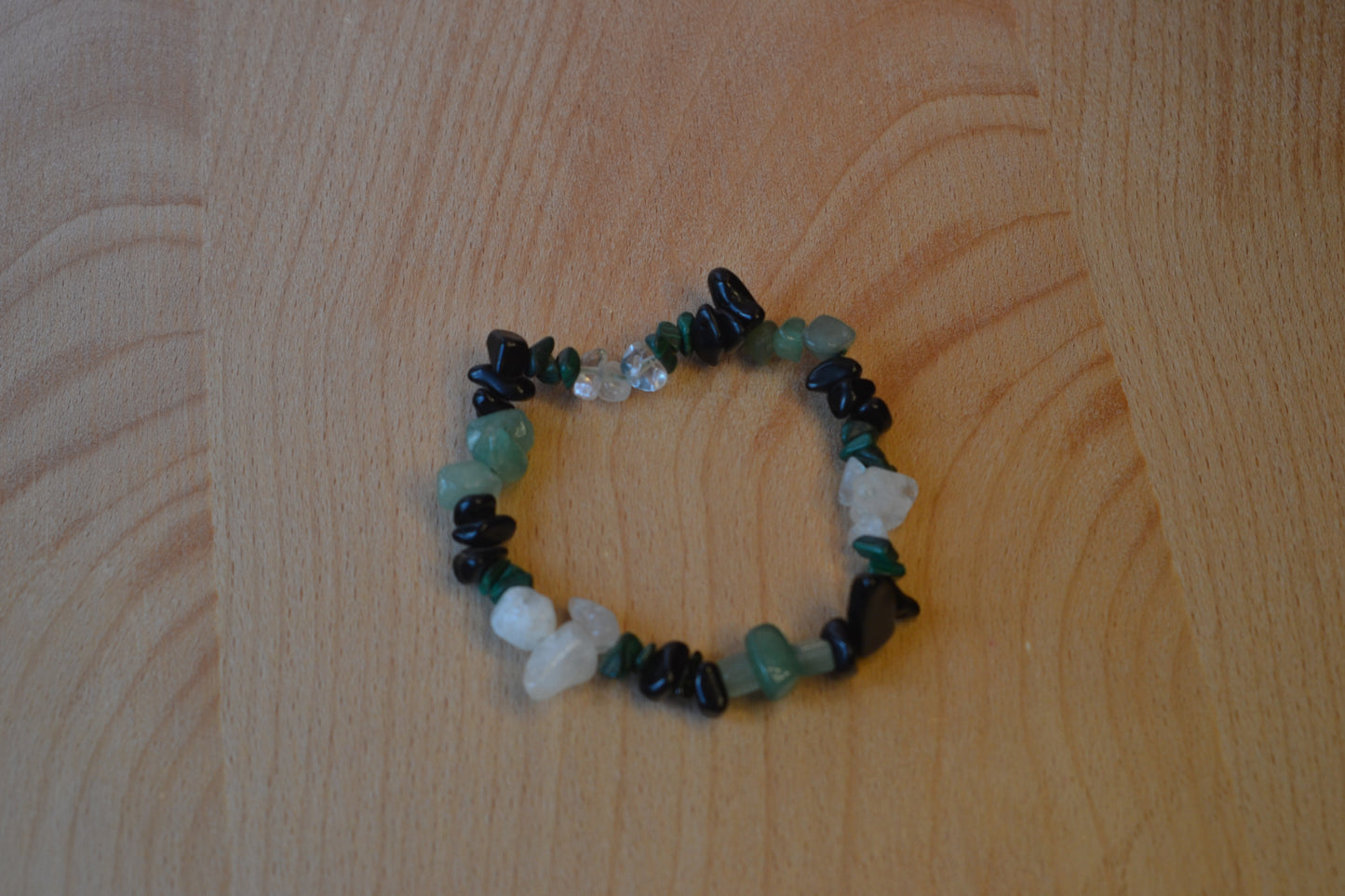 Masculine Energy Chip Bead Bracelet – Onyx, Quartz, Malachite & Aventurine