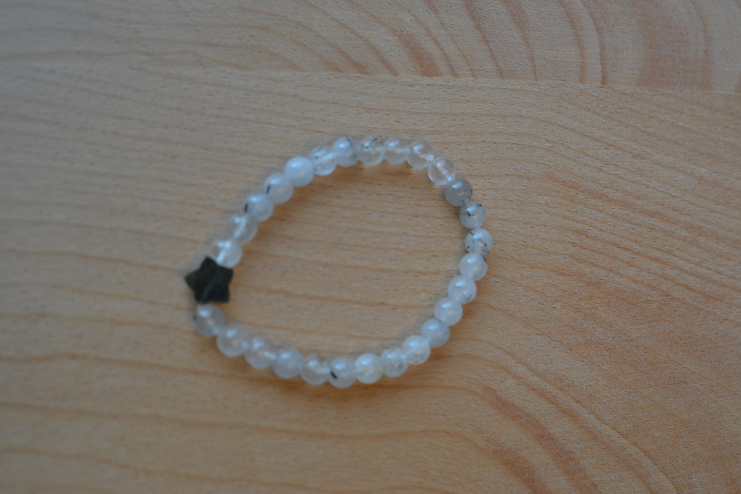 Tourmalated Quartz Bracelet with Mother of Pearl Star – Light & Shadow Balance