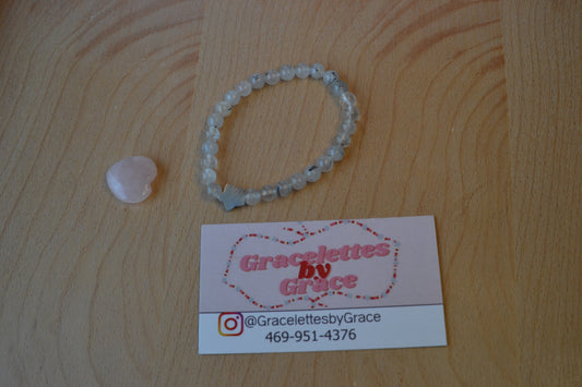 Tourmalated Quartz Bracelet with Mother of Pearl Star – Light & Shadow Balance