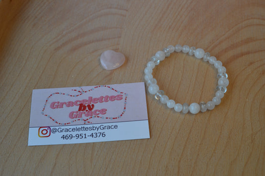 Moonstone & Quartz Bracelet – Intuition, Clarity & Feminine Energy