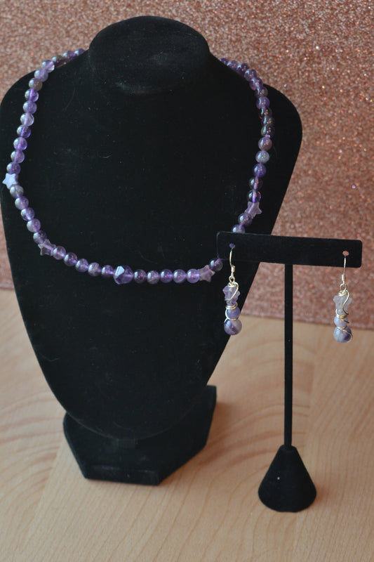 💜 Celestial Calm – Amethyst Choker & Earring Set