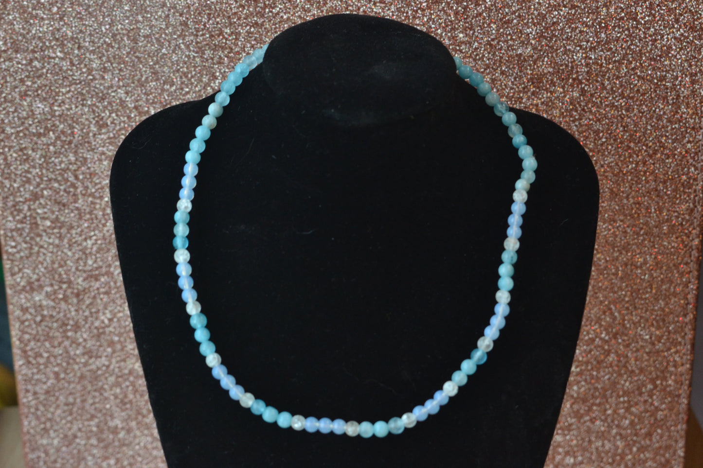 Aquamarine, Quartz & Opalite Choker – Soothing Clarity & Flow (14”)