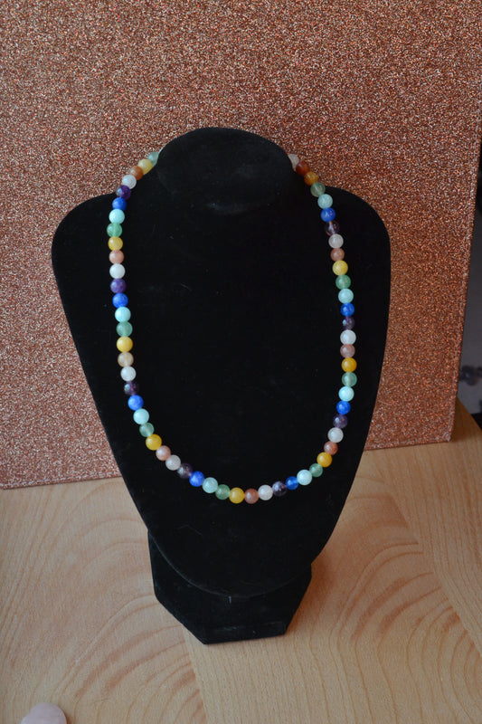 Delicate Rainbow Crystal Choker – Rose Quartz, Aquamarine, Amethyst & More (16”)