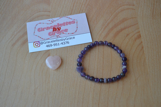 Amethyst Accent Bracelet – Rhythmic Rondelles & Heart of Love