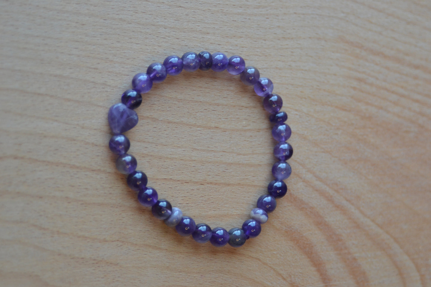 Amethyst Accent Bracelet – Rhythmic Rondelles & Heart of Love